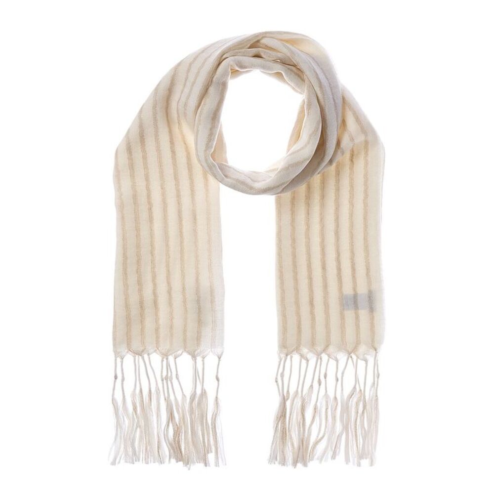 Brunello Cucinelli Wool & Linen-Blend Scarf, White